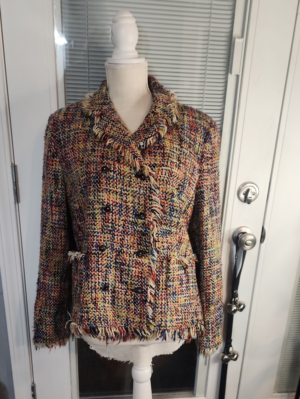 Oscar de la Renta Multicolor Tweed Fringe Jacket